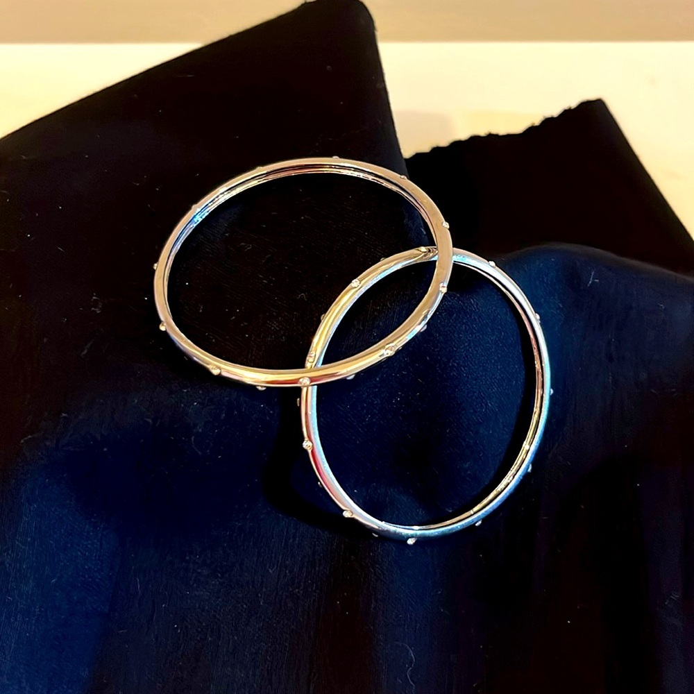 Silvertone Rhinestone Bangle Bracelets